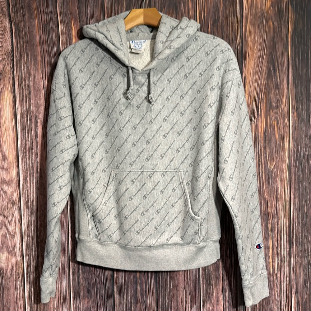 Vintage Champion Reverse Weave Gray Hoodie Sweatshirt - Men’s Size Medium